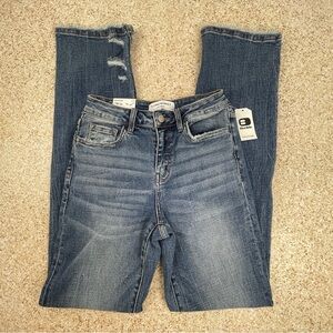 Flying Monkey High Rise Straight Denim Jeans Size 25 Distressed Raw Hem